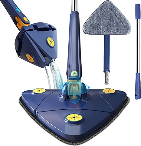360° Rotatable Adjustable Triangle Mop with Stainless Steel Long Handle